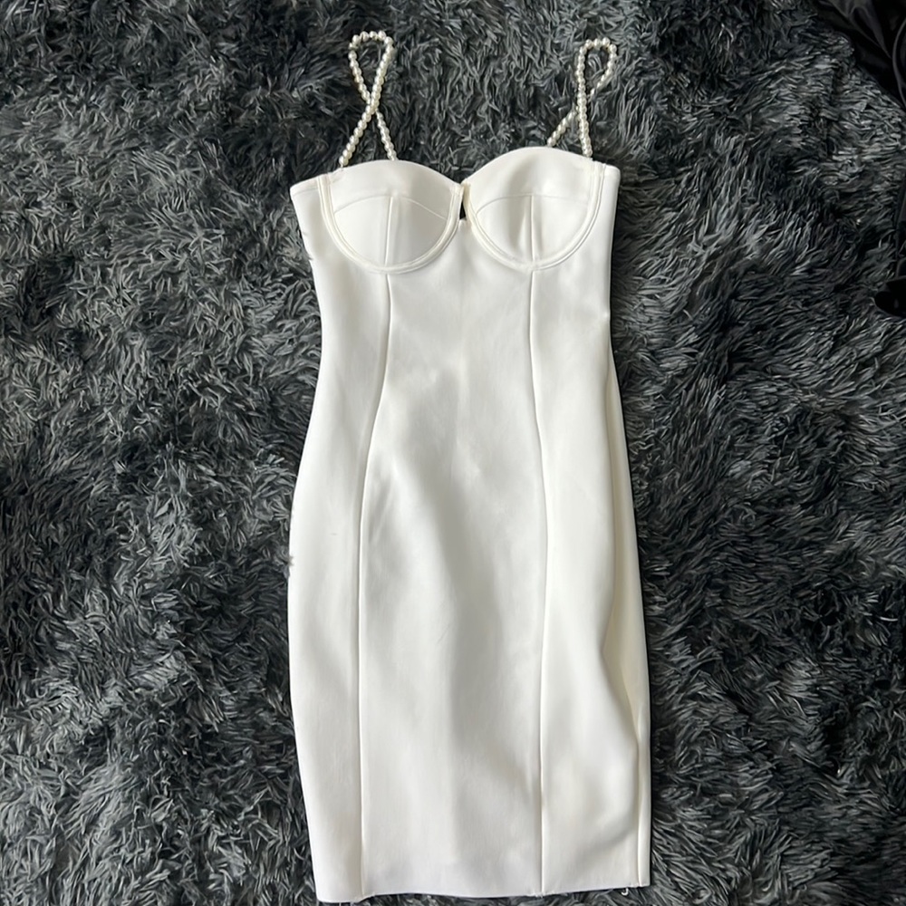 Pearl detail body con dress